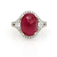 9.28 ct Ruby and Diamond Inside Out Halo Ring in 18k White Gold