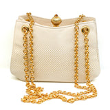 Judith Leiber Vintage White Lizard Skin Shoulder Bag with Gold Chain and Tiger E