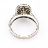 Oval Fancy Yellow Diamond Halo Engagement Ring in 18k White Gold