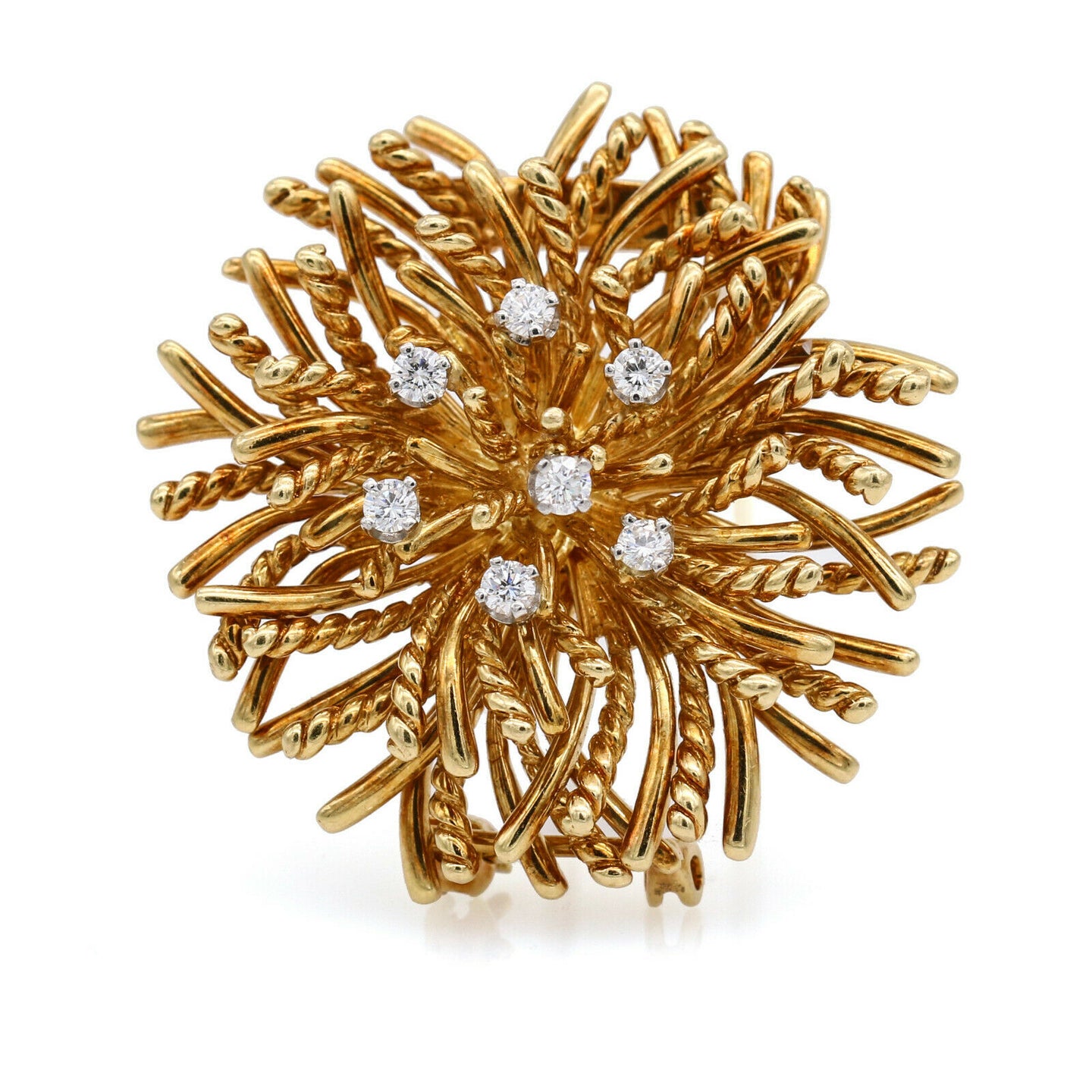 Tiffany & Co. Anemone Diamond Brooch Pin in 18k Yellow Gold