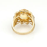 Citrine and Diamond Flower Statement Ring in 10k Yellow Gold