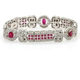 Victoria 12.00 ct Ruby and Diamond Art Deco Bracelet in 18k White Gold