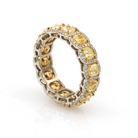 5.52 ct Fancy Yellow Diamond Eternity Band Anniversary Ring in 18k White Gold