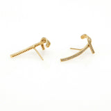 Women's Awareness Ribbon Diamond Bow Climber Earrings in 14k Yellow Gold