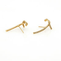 Women's Awareness Ribbon Diamond Bow Climber Earrings in 14k Yellow Gold