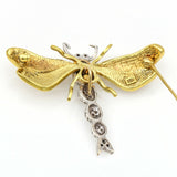 Dragonfly Brooch with Enamel and Diamonds in 18k Yellow White Gold