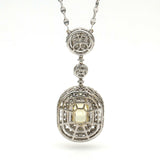 Yellow Sapphire and Diamond Drop Pendant Necklace in 18k White Gold