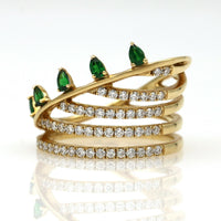 Khai Khai Tsavorite Diamond Wide Band Ring in 18k Yellow Gold