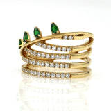 Khai Khai Tsavorite Diamond Wide Band Ring in 18k Yellow Gold