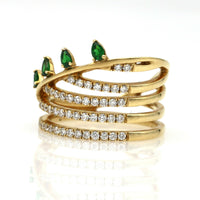 Khai Khai Tsavorite Diamond Wide Band Ring in 18k Yellow Gold