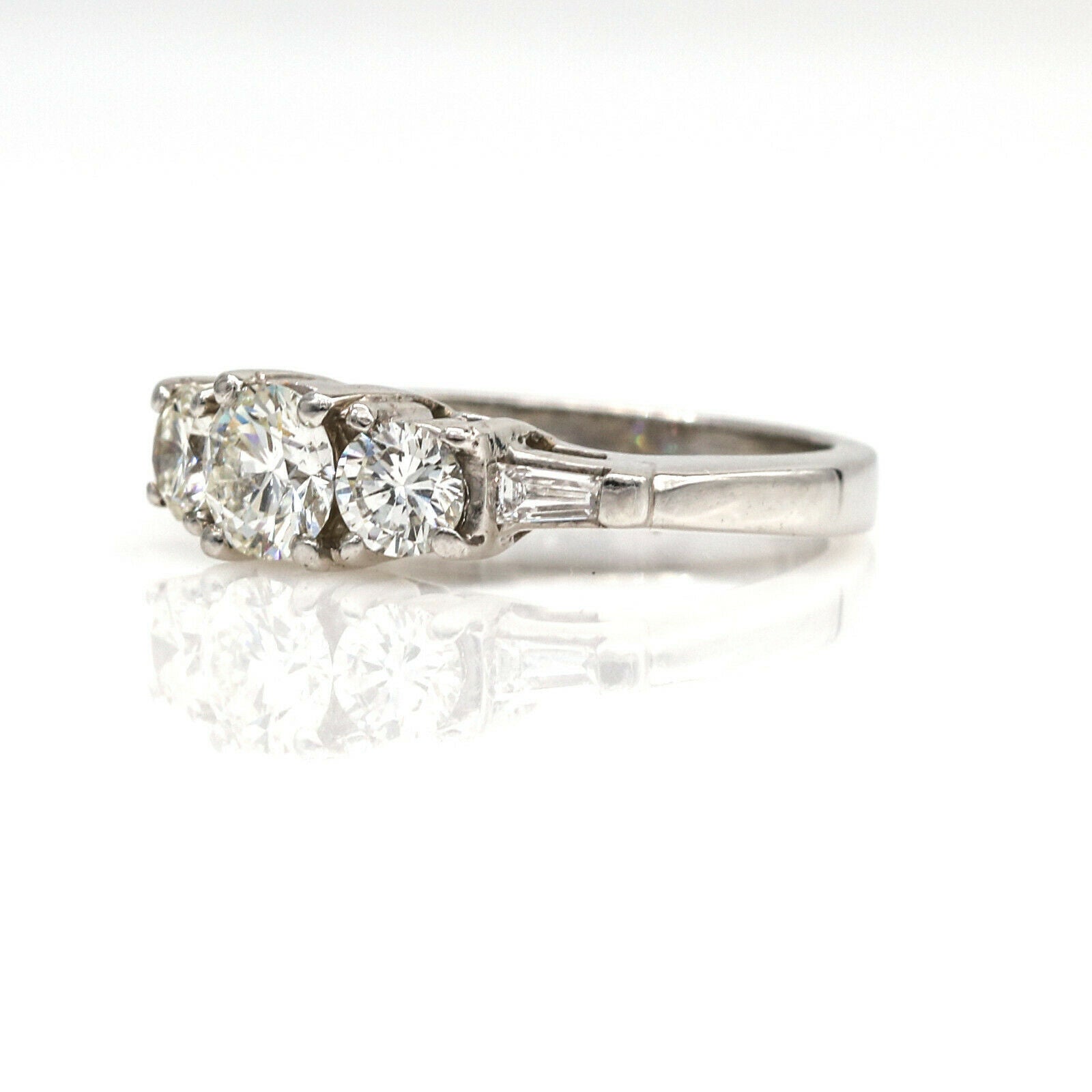 1.45 cttw Diamond Three-Stone Engagement Ring in Platinum