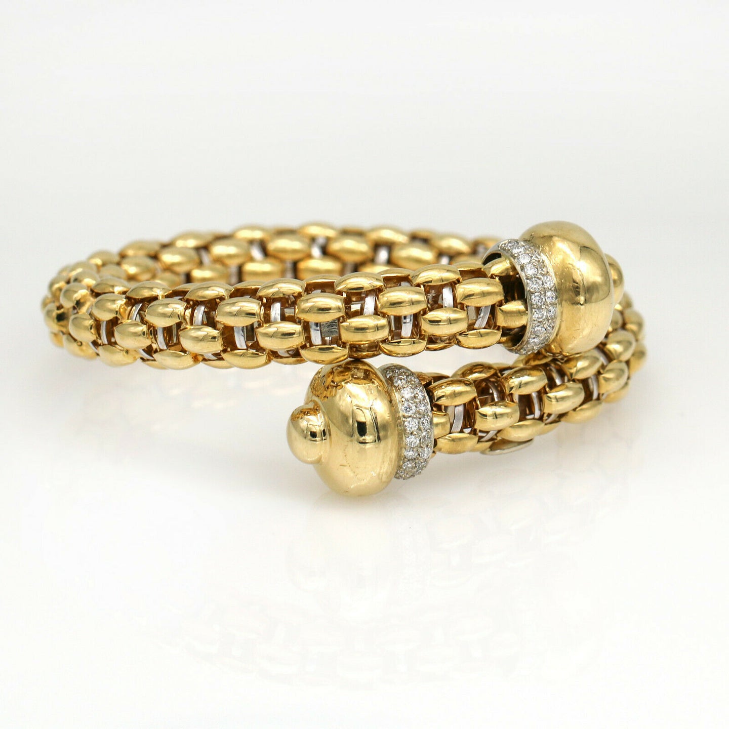 FOPE Bypass Diamond Flex Cuff Bracelet in 18k Yellow Gold