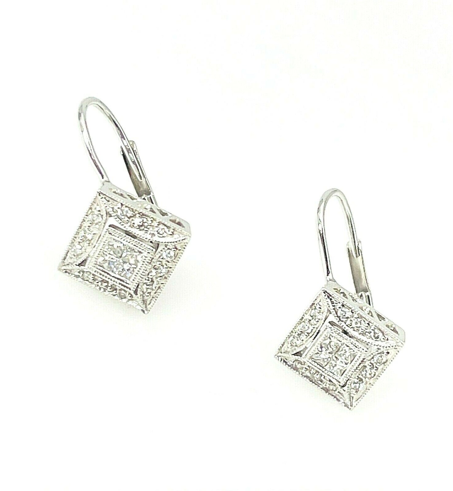 14k White Gold Diamond Earrings