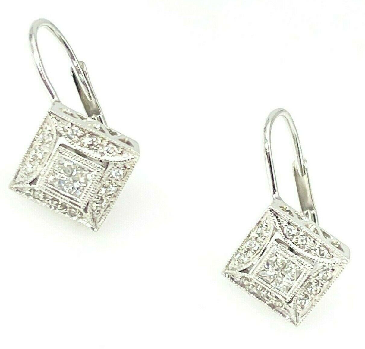 14k White Gold Diamond Earrings