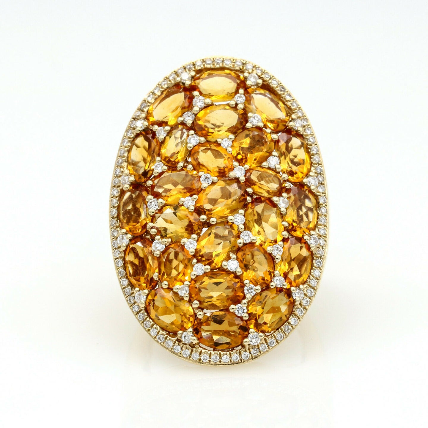 Women's Citrine and Diamond Oval Statement Ring in 14k Yellow Gold