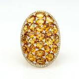 Women's Citrine and Diamond Oval Statement Ring in 14k Yellow Gold