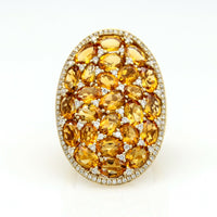 Women's Citrine and Diamond Oval Statement Ring in 14k Yellow Gold