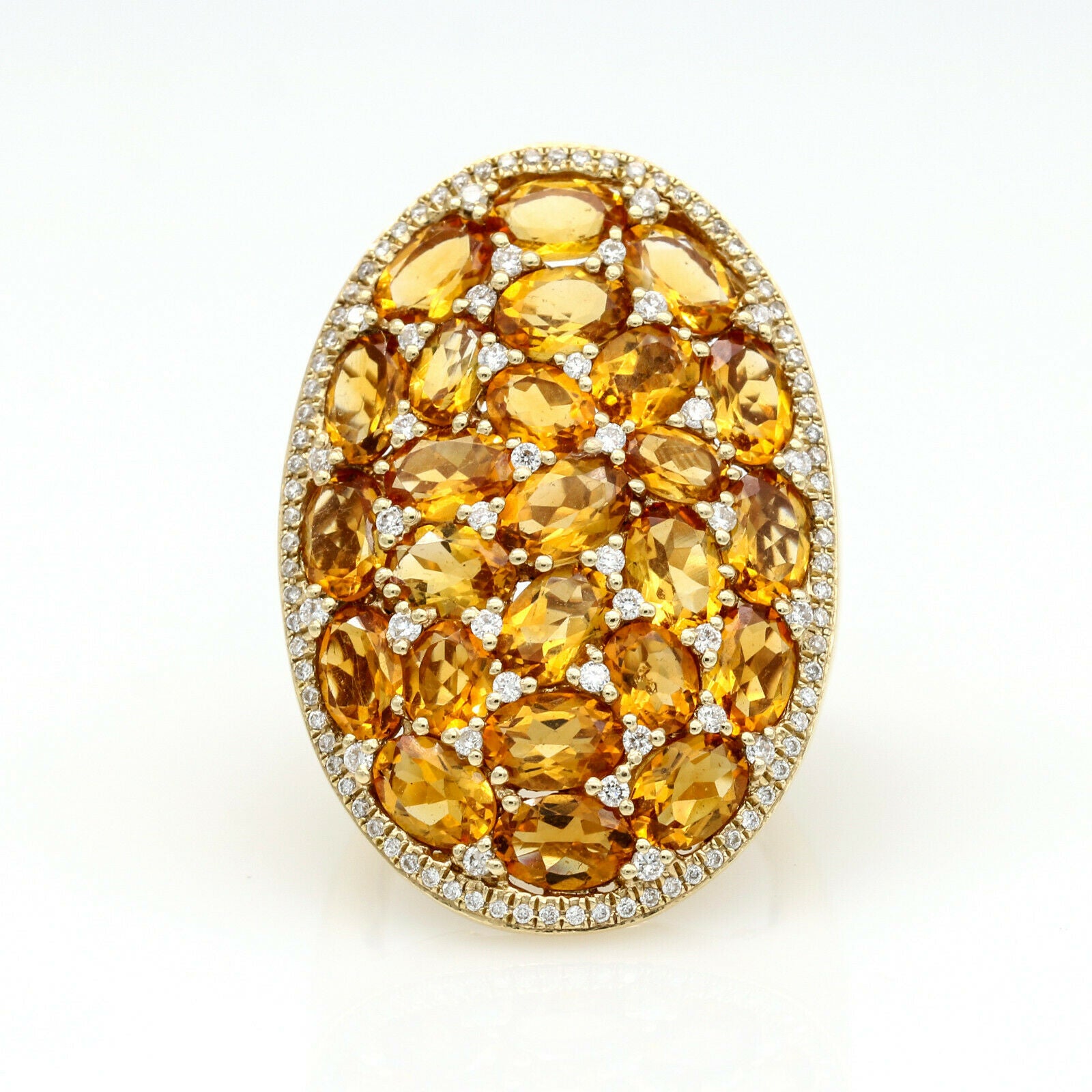 Women's Citrine and Diamond Oval Statement Ring in 14k Yellow Gold