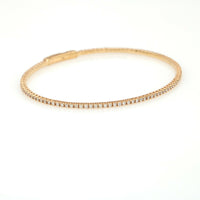 Women's Pave Diamond Flexible Bangle Bracelet in 18k Rose Gold 2.50 cttw