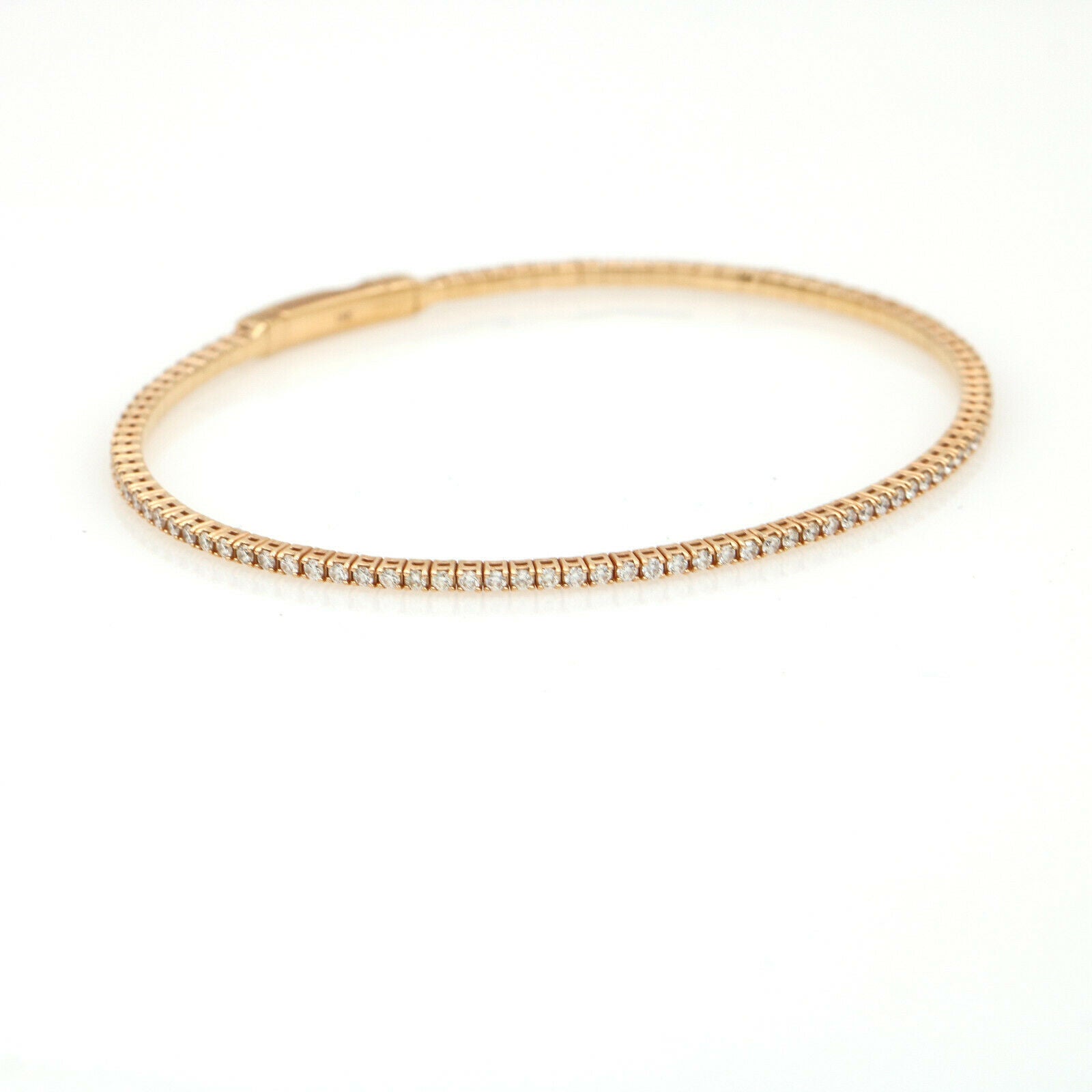 Women's Pave Diamond Flexible Bangle Bracelet in 18k Rose Gold 2.50 cttw
