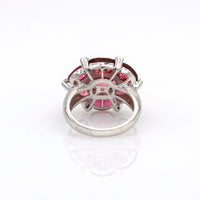 Pink Sapphire Diamond Cocktail Ring in 18k White Gold
