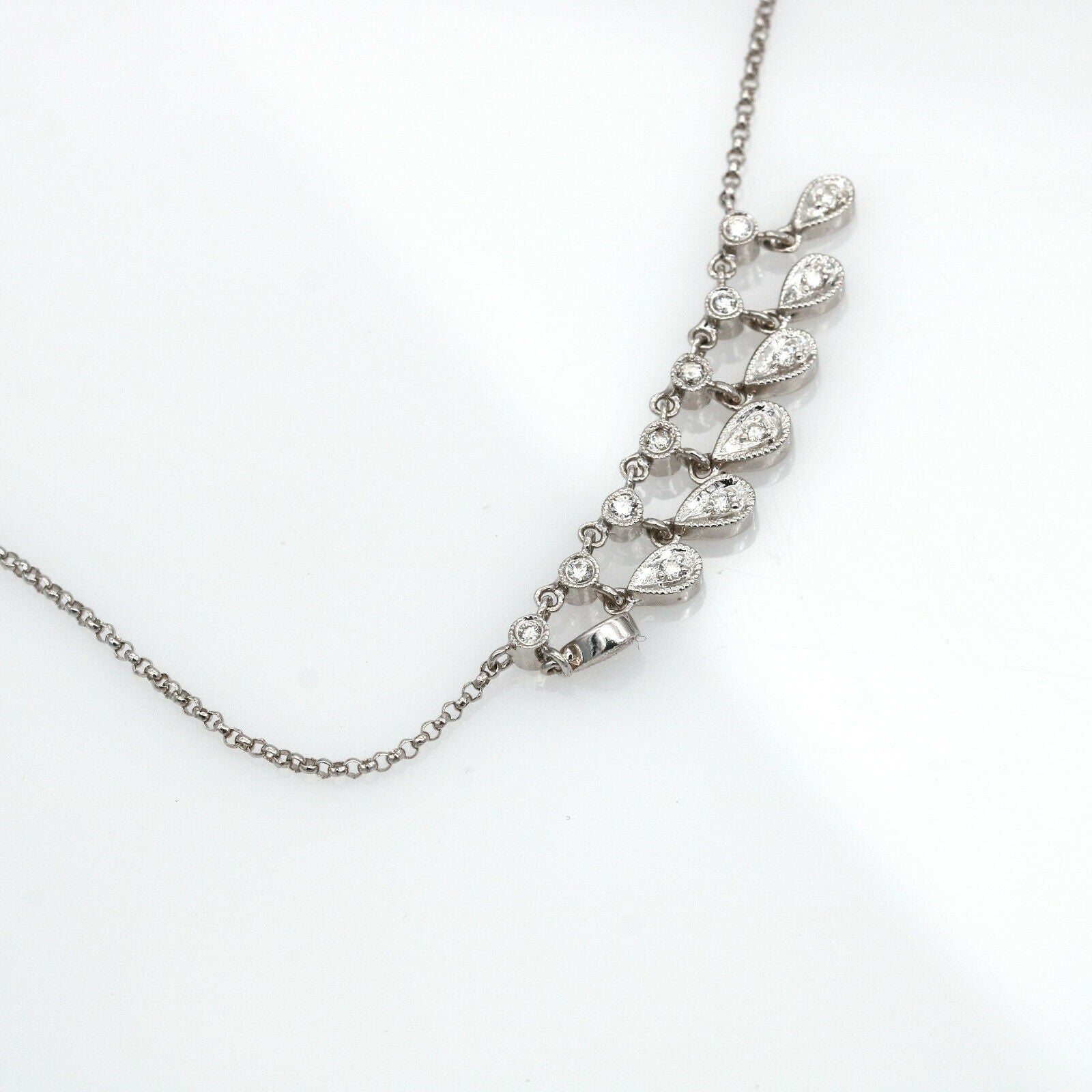 Women's Diamond Teardrop Dangle Chain Necklace in 14k White Gold