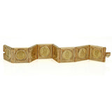 1950s Venezuelan Cacique Coins Link Bracelet in 18k 24k Yellow Gold