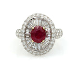 4.35 ct Ruby and Diamond Ring in 18k White Gold