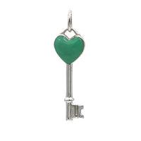 Tiffany & Co. Blue Enamel Heart Small Key in Sterling Silver