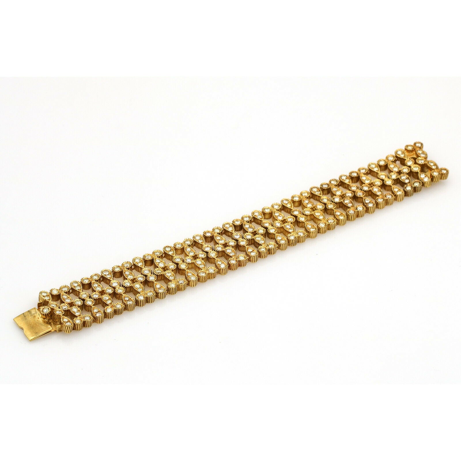 10.50 cttw Openwork Diamond Link Bracelet in 18k Yellow Gold