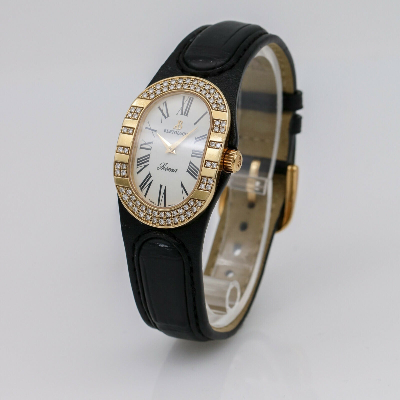 Bertolucci Serena 18k Yellow Gold Watch with Diamond Bezel With Box & Papers