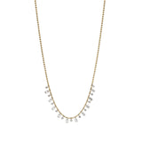 Women's Dangling Diamonds Beaded Chain Necklace in 14k Yellow and White Gold