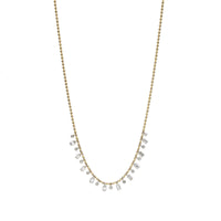 Women's Dangling Diamonds Beaded Chain Necklace in 14k Yellow and White Gold