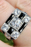 Art Deco Diamond Onyx Checkerboard Cocktail Ring in Platinum ( 3.20 ct tw )