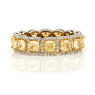5.52 ct Fancy Yellow Diamond Eternity Band Anniversary Ring in 18k White Gold