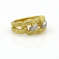 SUNA Textured Curb Link Diamond Ring in 18k Yellow Gold & Platinum