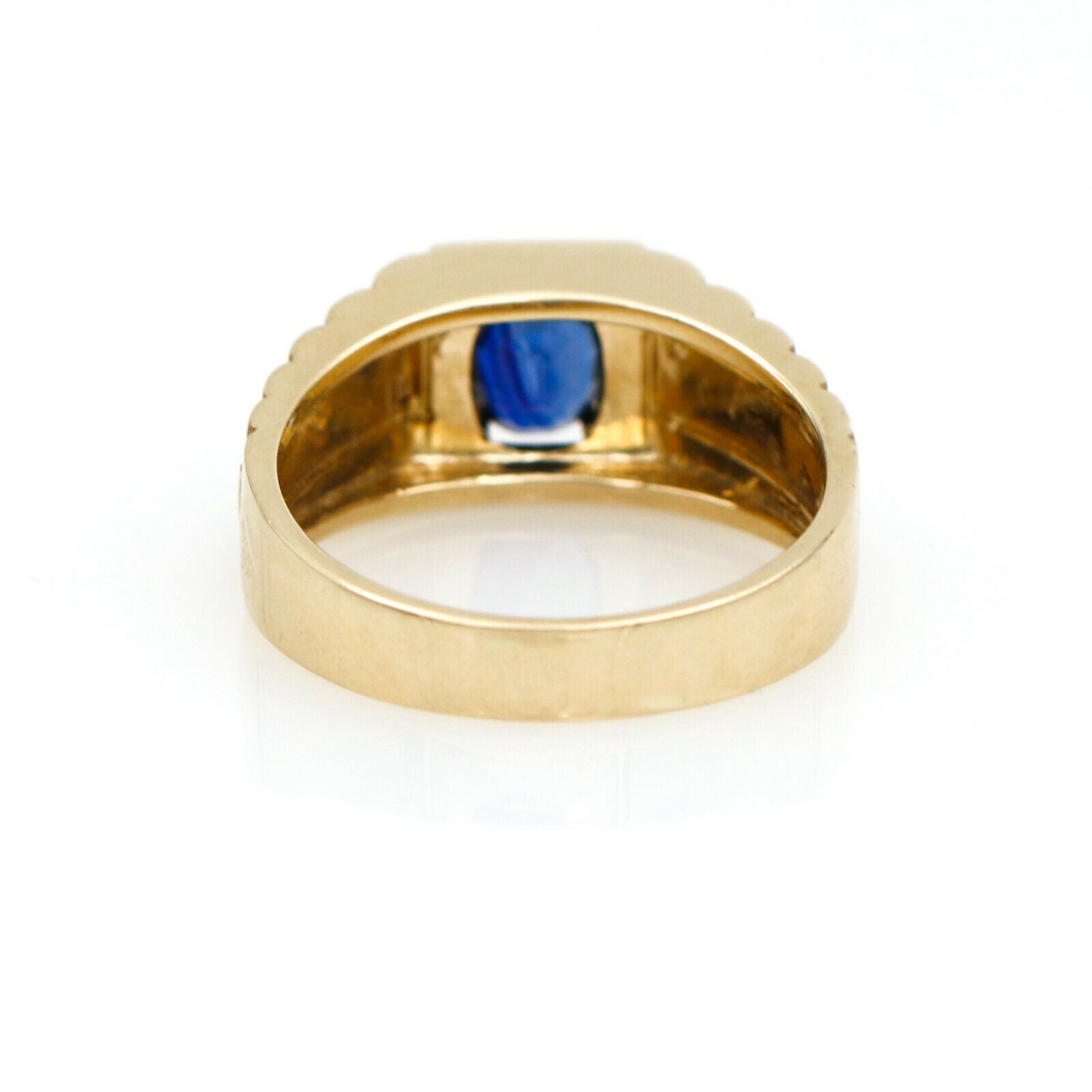 Men's Blue Sapphire Statement Ring in 14k Yellow Gold