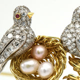 Antique Diamond Encrusted Love Bird Brooch