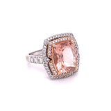 Women's Morganite and Diamond Cocktail Ring in 14k Rose and White Gold