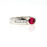 1.31 ct Ruby Diamond Engagement Ring in 14k White Gold