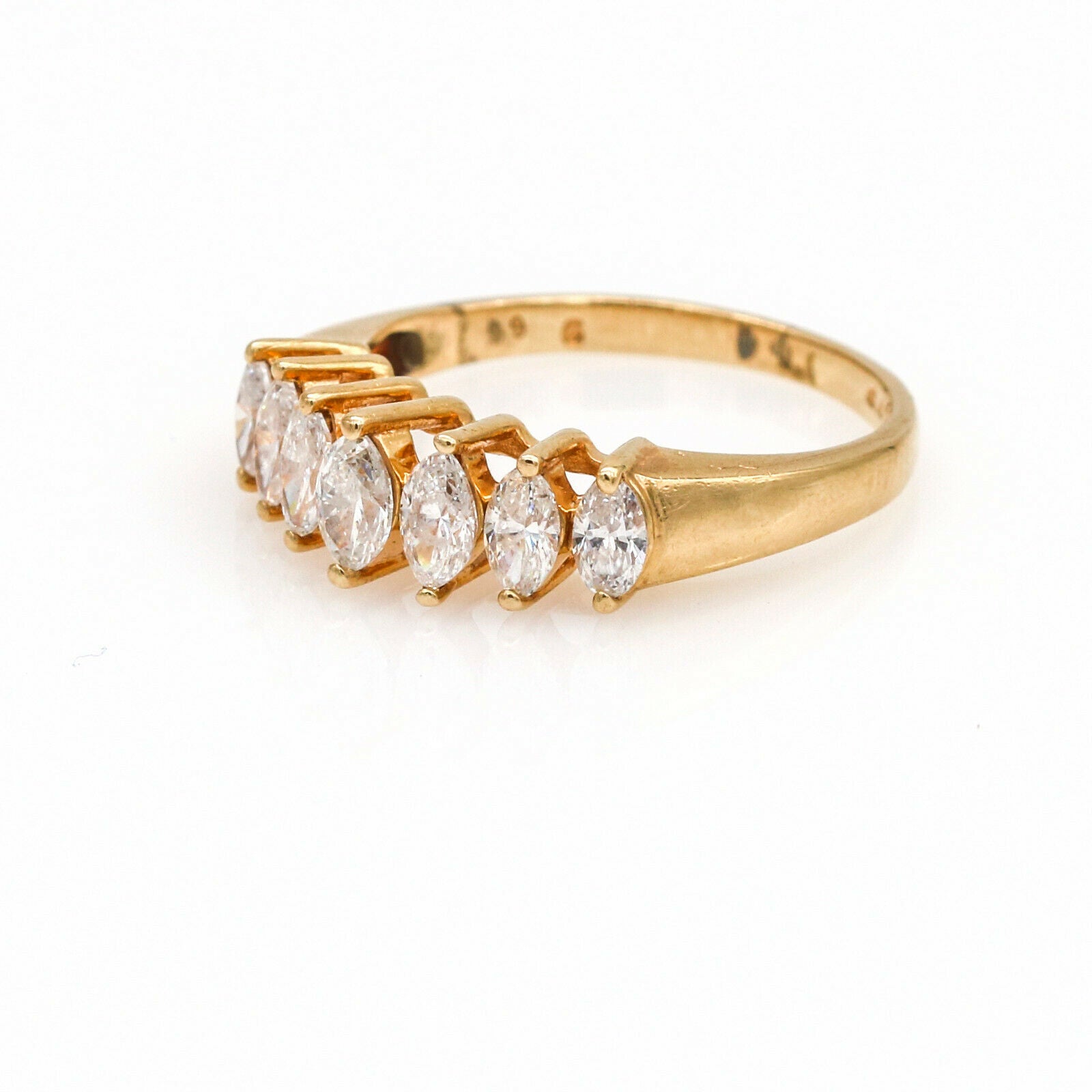 Women's Marquise Diamond Wedding Band Ring in 14k Yellow Gold