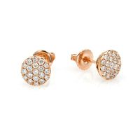 Shy Creations Pave Diamond Round Stud Earrings in 14k Rose Gold