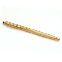 CHAUMET Textured 18k Yellow Gold Fountain Pen with Diamonds 1.20 cttw