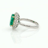 Women's Oval Emerald and Diamond Cocktail Ring in 14k White Gold