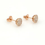 Shy Creations Pave Diamond Round Stud Earrings in 14k Rose Gold