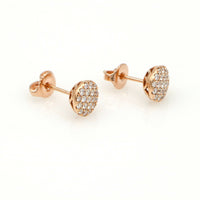 Shy Creations Pave Diamond Round Stud Earrings in 14k Rose Gold