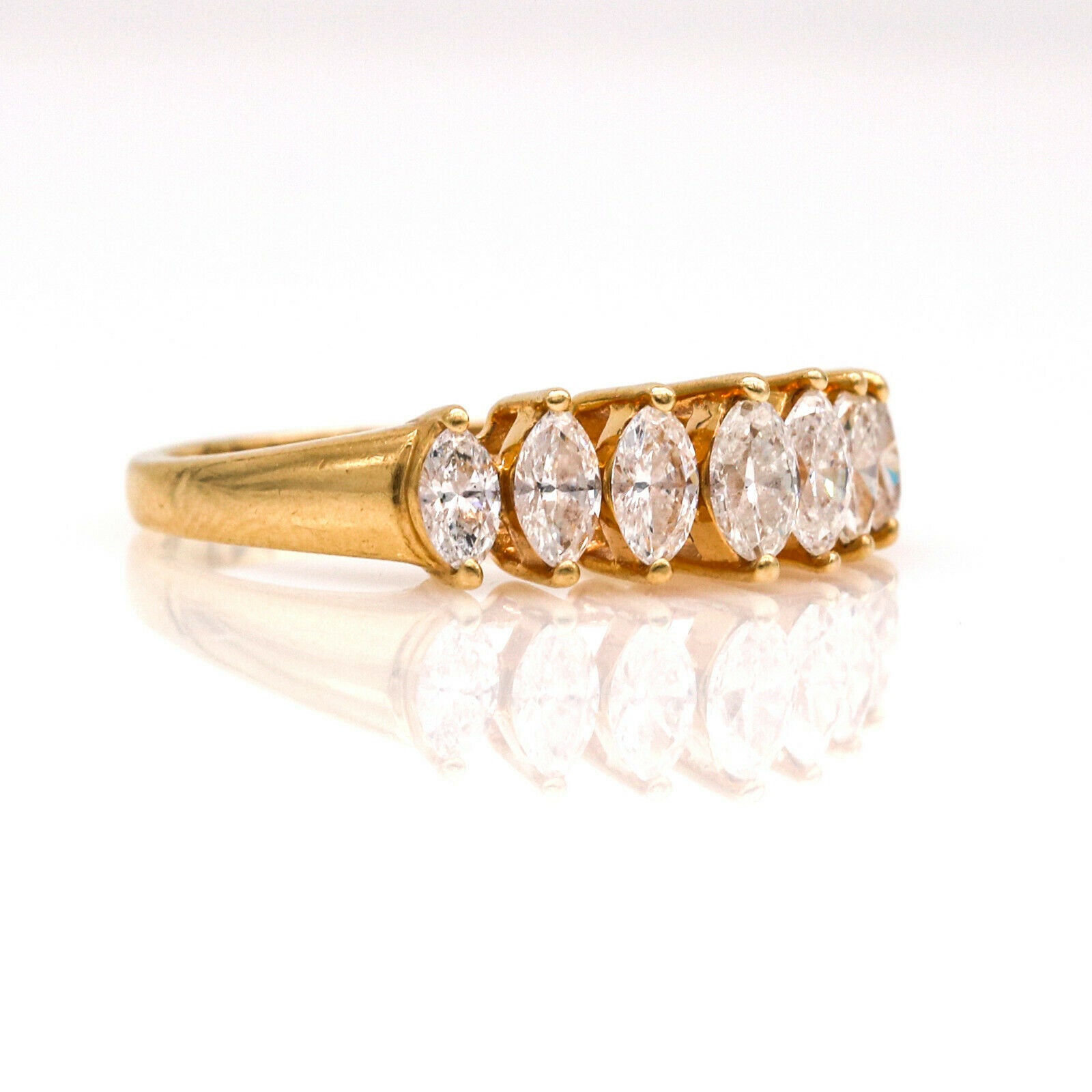 Women's Marquise Diamond Wedding Band Ring in 14k Yellow Gold