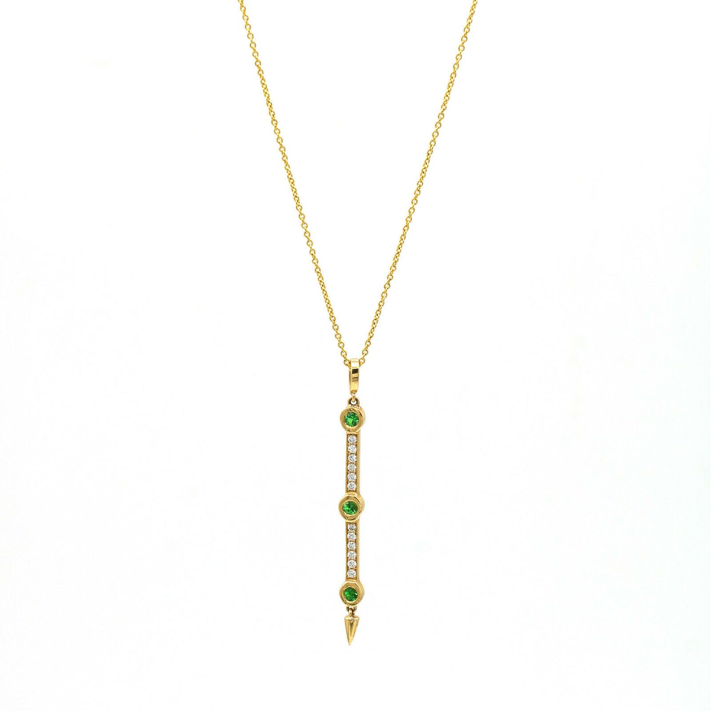 Irthly Return Sans Tsavorite Diamond Bar Pendant Necklace in 14k Yellow Gold