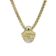 David Yurman Diamond Acorn Pendant Necklace in 18k Yellow Gold