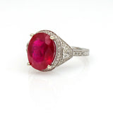 6.40 ct Ruby and Diamond Cocktail Ring in 14k White Gold